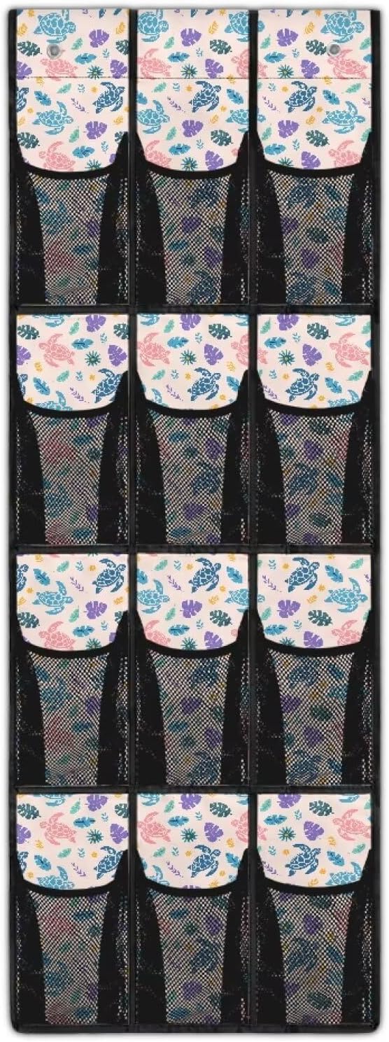 Turtle Patterns Shoe Organizer Door Hanger,Shoes Hanger Storage Organizer Bag Space Saver,Hanging Shoe Storage Hanging Bag