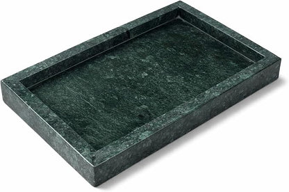 Natural Green Marble Tray for Bathroom | Kitchen | Vanity | Desktop, Stone Organizer for Coffee Table, Dresser, Nightstand, Candles, Soap, Towel, Plant, Jewelry (12" x 8"), Rectangular