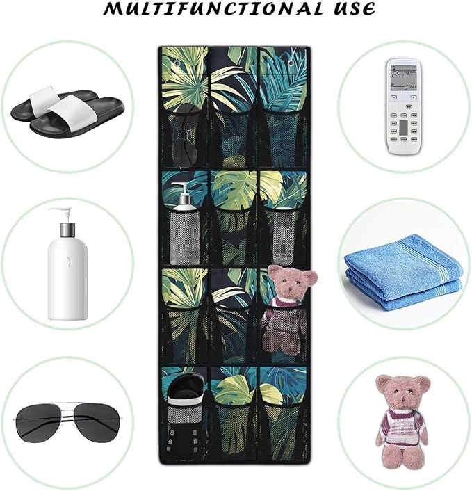 Palm Leaves Over the Door Shoe Organizer,Shoe Organizer Door Hanger,Shoes Hanger Storage Organizer Bag for Bedroom