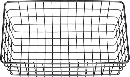 Whitmor 4 Pack Black Wire Storage Baskets for Office, Pantry, Kitchen Bins & Freezer Organizing