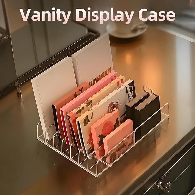2 Pack Acrylic Makeup Eyeshadow Palette Organizer, 7-Slot Display Case, Set of 2, Cosmetic Display Storage Holder fit Eyeshadow Palette, CD, Phone Case, Facial Mask, Clear Cosmetic Organizer