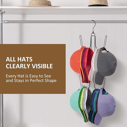 ZEDODIER Hat Hangers for Closet, Rotatable Metal Hat Organizer, Max 40 Storage Capacity, Hat Racks Cap Organizer for Baseball Caps,Spcae Saving Closet Organizers and Storage, Black