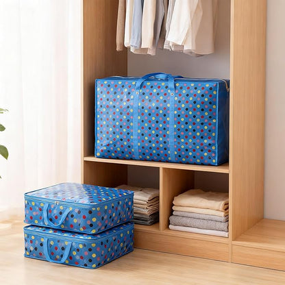 98L Extra Large Storage Bags,Waterproof Dust Resistant Reusable Double Zipper Bag,For Moving House Clothing, Wardrobe storage, toys, laundry, bedding (Blue)