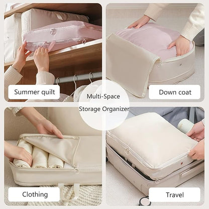 Mecolor Space Saver Compression Storage Bags, Clothes Storage, Bedding Storage, Duvet Storage, Bedding Organiser with Zipper, Pillow, Carrier Bag Storage (gray, S)