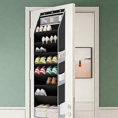 Back Door Shoe Organizer - 171x41.5x17cm Shoe Storage, Hanging 8 Tier Over Door Rack | Large Pocket Organizer for Men Women Kids 16-24 Shoes Utility Room Bathroom Bedroom Dorm RV Entryway Closet