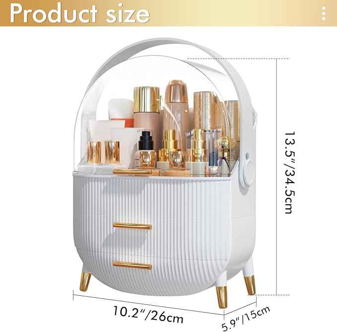 NestOrganix Makeup Organizer Skincare Organizers - Cosmetic Display Cases with Transparent Cover, SkinCare Organizers for Bathroom Countertop, Bedroom Vanity Desk, Lipstick Organizer, White Upgarde