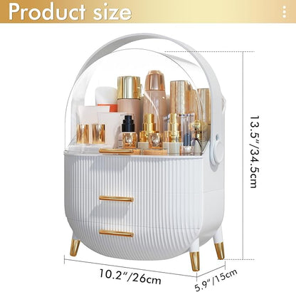 NestOrganix Makeup Organizer Skincare Organizers - Cosmetic Display Cases with Transparent Cover, SkinCare Organizers for Bathroom Countertop, Bedroom Vanity Desk, Lipstick Organizer, White Upgarde