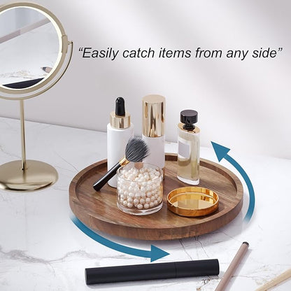 VERTORGAN Lazy Susan Organizer for Kitchen,Acacia Wood Turntable for Cabinet, Pantry, Table, Countertop, Vanity, Spice Rack（Small）