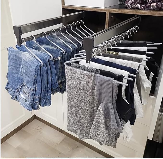 Closet Clothes Hanger Rail,Pull-Out Closet Rod 30-60cm,Wardrobe Clothing Rail,Closet Organizer Rack for Pants and Coat (450MM/17.7INCH)