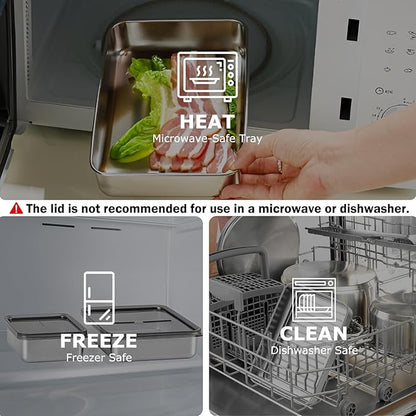 Cheese Container for Refrigerator, 2 Pack 304 Stainless Steel Airtight Deli Meat Storage Containers with Lids for Fridge, Dishwasher Safe Food Storage Containers Fridge Organizers and Storage(42 OZ)