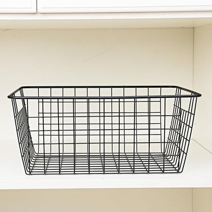 Brightalk 14" Upright Freezer Storage Baskets, Black Wire Storage Bins Large Bakset for Freezer, Pantry, Bathroom Organizing, Set of 4