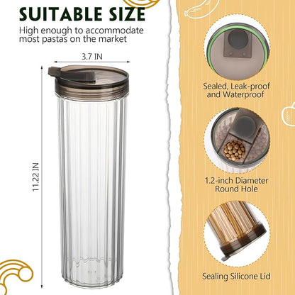 3 Pcs Spaghetti Pasta Container with Airtight Lid 48oz Clear Tall Pasta Holder Spaghetti Food Storage Container Leakproof for Noodles Beans Oats Coffee Beans Rice Flour Oatmeal