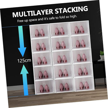 MAGICLULU 1pc Plastic Shoe Storage Box Creative Design Stackable Shoes Container for Easy Organization Capacity for Seasons