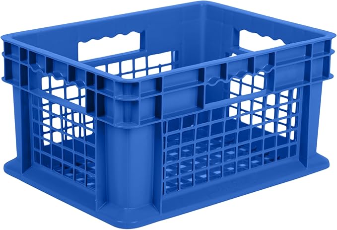 Hudson Exchange 12 x 16 x 8" Mesh Straight Wall Handled Storage Container Tote, Blue