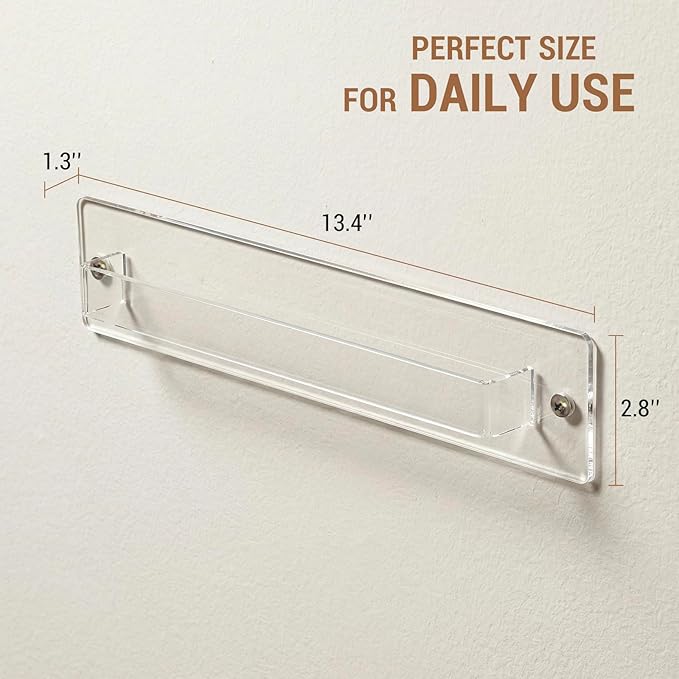 MyGift 13 Inch Premium Clear Acrylic Sunglasses Holder Wall Mounted Organizer Rack, Decorative Entryway Hanging Eyewear Display for Shades Reading Glasses Jewelry
