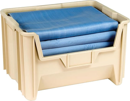 Hudson Exchange 20" x 15" x 12.5" (1 Pack) Plastic Giant Stackable Hopper Bin Container, Tan