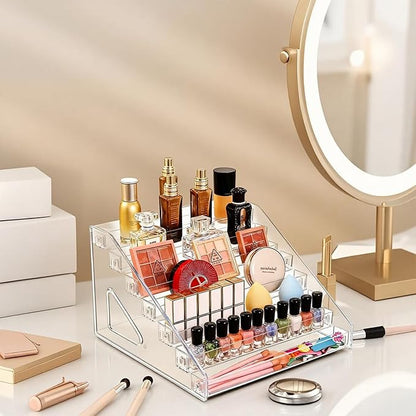 Nail Polish Storage Box Makeup Organizer Cosmetics Storage Transparent Easy to Assemble 7 Layers