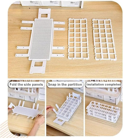 OULIGET Makeup Storage Organizer Rack,Lipstick Lipgloss Display Organizer,Detachable Makeup Brush Air Drying Rack,Perfect Storage Solution for Drawer and Vanity,0.9"+0.66" (24-hole + 60-hole)