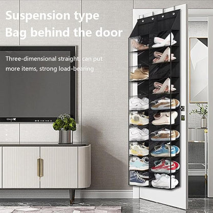 Takywep Over the Door Shoe Organizer, 10-Tier Behind the Door Shoe Rack with 20 Mesh Pockets, Large Deep Pockets Hanging Shoe Storage with 4 Metal Hook