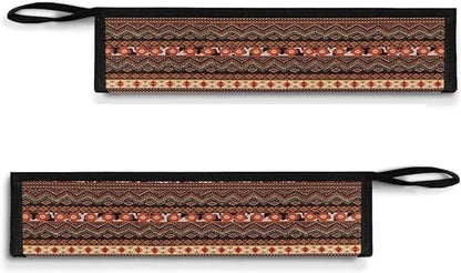 Ethnic Tribal Portable Travel Straw Tableware Storage Bag with Handle Cutlery Carrying Case Reusable Party Flatware Organizer for Chopsticks, Toothbrush