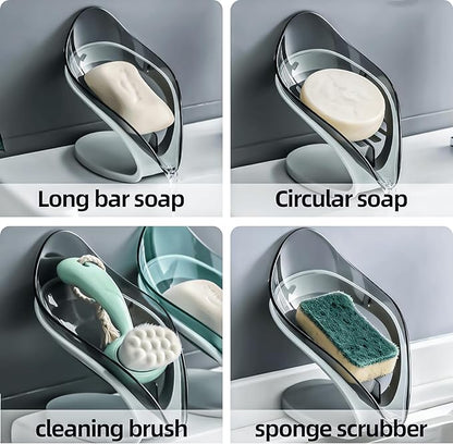Leaf-Shaped Soap Dish – Premium Soap Bar Holder with Self-Drainage System – Bar Soap Holder for Shower, Bathroom Sink, Kitchen – Waterfall Soap Dish with Stand