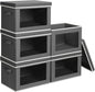 Homsorout Stackable Storage Bins with Lids - Large Decorative Basket with Lids, Fabric Foldable Closet Organizer Bins, Shelf Organizer for Living Room, Dorm, 5 Pack, Dark Grey