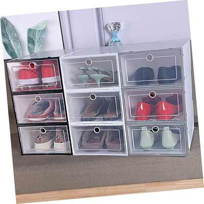 6pcs Transparent Stackable Shoes Box Drawer Type Shoe Organizer for Closet Storage Container for Sneakers Easy Access and Space-saving