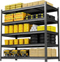 78''H Garage Shelving,3300LBS Heavy Duty Garage Shelving,40"W Industrial Shelving,Adjustable Storage Shelf Unit with Double Layer Posts for Garage,Basement,Warehouse,Commercial,Black 5 Tier