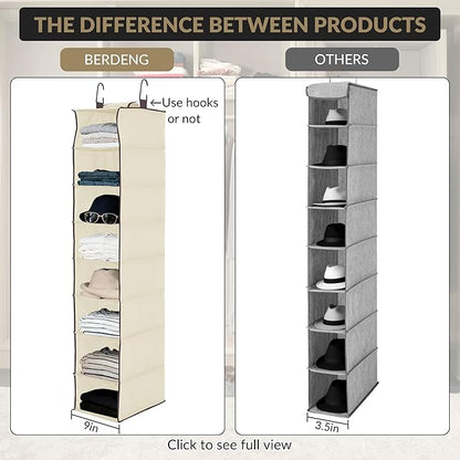 Garvee 3-Tier Hanging Shoe Organizer for Closet, Gray 8-Shelf Storage Holder with 2 Hooks, No Tools Needed Installation, Space-Saving Shelf for Shoes, Purses, Scarves, Accessories (3 Pack)
