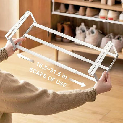 Expandable Shoe Rack Organizer - Adjustable Shoe Rack & Under Cabinet Shelf - for Shoe or Clothing Storage and Organization, Under Shelf Storage (White,1 Pcs)
