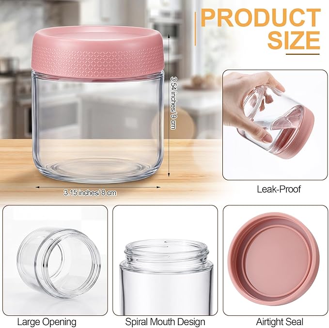 12 Pack 12oz Overnight Oats Containers with Lids, Wide Mouth Jars, Glass Food Storage Containers with Airtight Lids, CRYSTAL Storage Canister for Snacks Yogurt Cereal Fruit Salad Spice Sugar