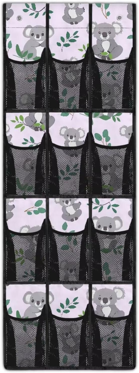 Koala Over The Door Organizer,Hanging Baskets with 12 Mesh Large Pockets,Door Back Shoe Organizers with 12 Mesh Pockets Baby Organizer Storage,Quick Dry Organizer Hanging