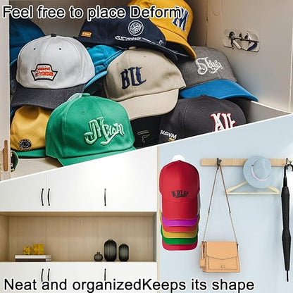 2PCS Hat Organizer for Baseball Caps,Acrylic hat rack for Men Women,Multi-Purpose Hat Holder,Strong Adhesive Hat Storage Wall Mounted Hat Rack for Door Closet,Hat Hangers No Drilling