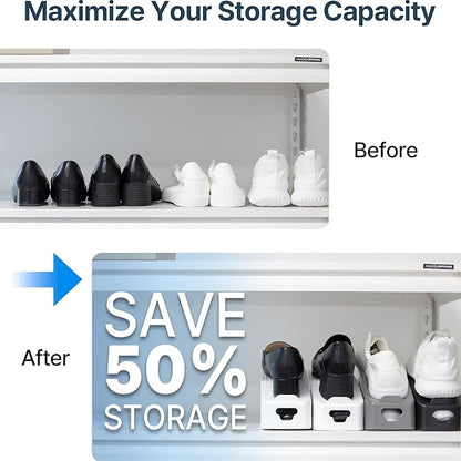 One-Piece Shoe Slot Organizer 20 Pack, Space-Saving Stackers for Closet, Entryway & Shoe Rack | No Assembly Needed