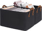 CHICVITA Black Storage Bins Shoe Basket for Entryway, Closet Toy Storage Bins with Handles for Kids, Small Laundry Basket, 14 ¾" L x 10 ¼" W x 8 ¼" H, 2-Pack