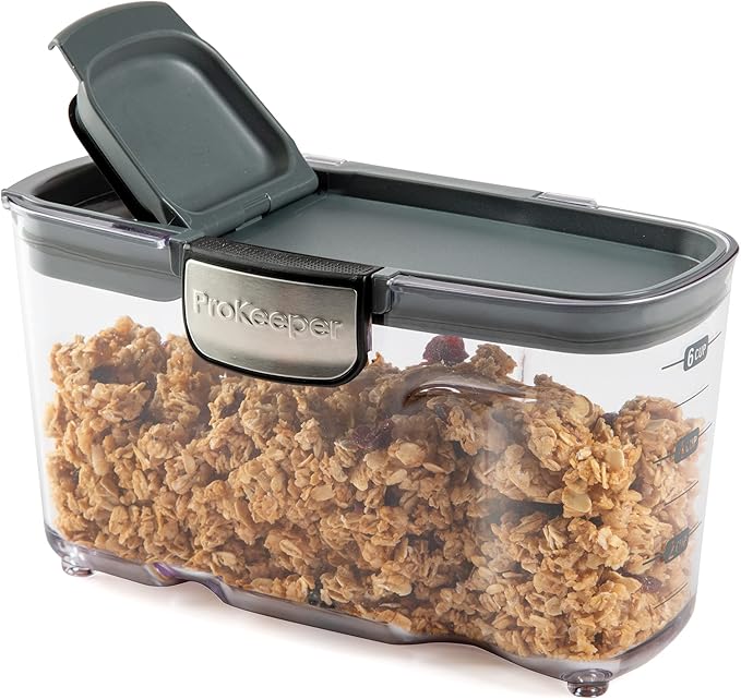 ProKeeper+ by Progressive International Clear Plastic Airtight Food Baker's Kitchen Storage Organization Container Canister Set with Magnetic Accessories (Cereal 1.5-Quart)