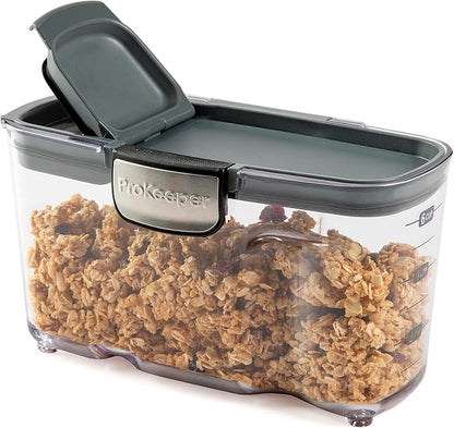 ProKeeper+ by Progressive International Clear Plastic Airtight Food Baker's Kitchen Storage Organization Container Canister Set with Magnetic Accessories (Cereal 1.5-Quart)