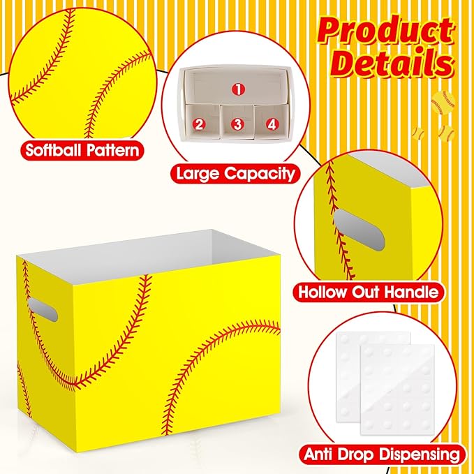 2PCS Softball Utensil Holder Paper Utensil Caddy for Softball Party Decorations Disposable Cutlery Holder with Handles for Birthday Party Supplies Girls Women Sports Party Favors Cutlery Caddy