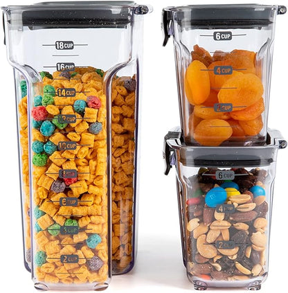 ProKeeper+ by Progressive International Clear Plastic Airtight Food Baker's Kitchen Storage Organization Container Canister Set with Magnetic Accessories (Cereal 1.5-Quart)