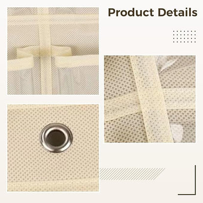 2-Piece Beige Door Storage: 36 Pockets, 37.4 X 26.4 In/95X67Cm, Water Bottle & Phone Organizer