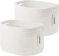 ECDYQXVU Cotton Rope Storage Basket, 15x10x9 Inches, Woven Basket for Shelves, Clothes, Towels, Books, and Laundry, White (2 Pack)