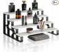 4Tier Makeup Organizers,Bathroom Organizer,Perfume Organizer for Dresser,Cologne Stand for Women,Wood Display Riser Stand for Vanity,Bedroom,Dressing(White-Width=14")