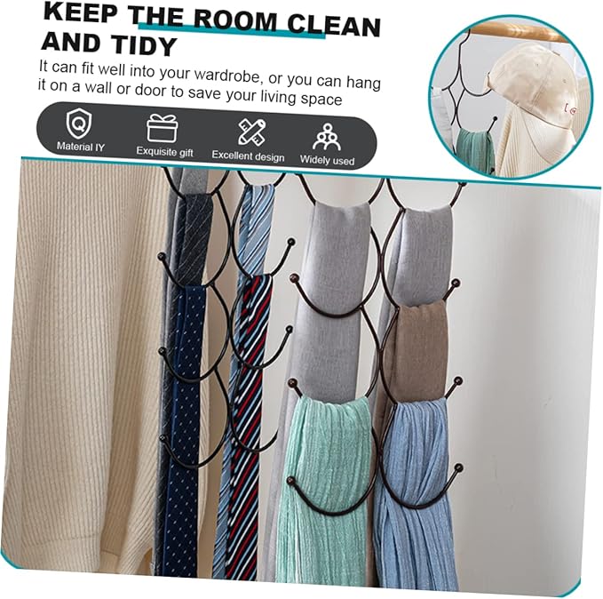 STOBAZA Multi Tie Organizer Hanger Versatile Scarf and Tie Storage Rack for Closet Sturdy Design for Space-Saving Organization of Scarf and Shawls