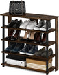 Furinno Turn-N-Tube 5 Tier Wide Shoe Rack, Amber Pine/Black