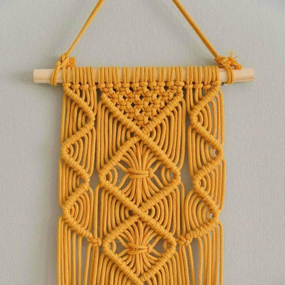 Macrame Cap Holder, Boho Hats Organizer for Baseball Caps, Hand Woven Hats Display Organizer Over Door, Hat Rack for Wall Home Hanging Decoration (Yellow 31in)