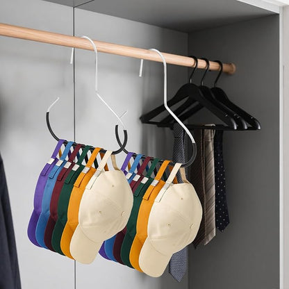 lasuroa 2pcs Hat Organizers, Hat Storage Hook Stainless Steel Space-Saving Hanger Holder Rack for Baseball Caps & Accessories for Closet Black