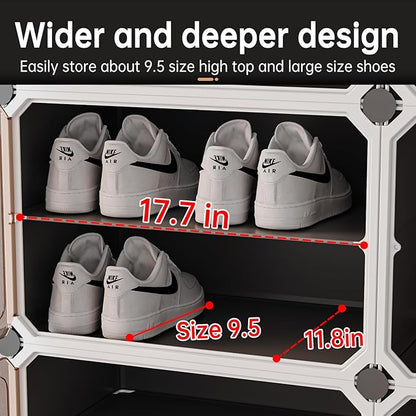 MAGINELS Shoe Rack,Expandable Shoe Cabinet Easy to Assemble. Shoe Storage with Door,Entryway, Closets, Hallway, and Bedroom.Accommodates Up to 32 Pairs of Shoes.