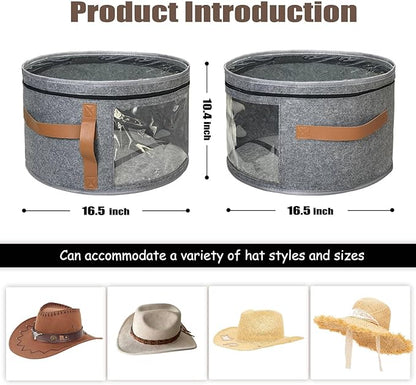 STARGAZ Oversized Clear Hat Storage Bag, Hat boxes for women storage, Cowboy hat storage, Hat accessories, hat organizer for closet, hat travel case with Handle, Holds Up to 10 Hats(Grey 2 Pack)