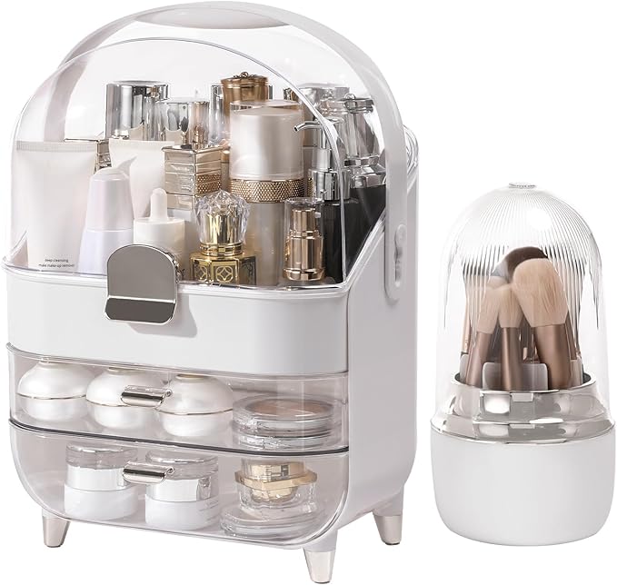 Makeup Organizer Countertop, Skincare Bathroom Counter Organizer, Storage Box Cosmetic Display Cases, Teen Girl Gifts Trendy Stuff Make up Organizers for Vanity, Dresser (Sliver)