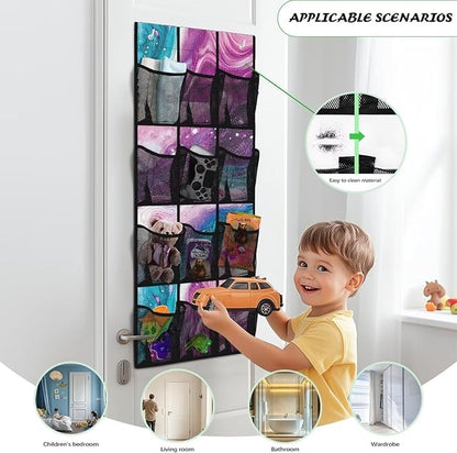 Marble Pattern Shoe Organizer Door Hanger,Storage for Small Spaces,Over the Door Shoe Organizer with 12 Mesh Large Pockets